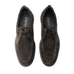 Dark brown suede paraboot shoes hand made in Italy, men's model by Fragiacomo