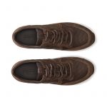 Dark brown suede sneakers hand made in Italy, men's model by Fragiacomo, over view
