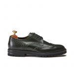 Dark green calfskin derby shoes, men's model by Fragiacomo
