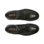 Dark green calfskin derby shoes, men's model by Fragiacomo, over view