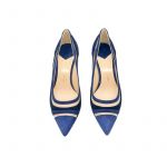 Décolleté in camoscio blu e blu scuro fatte a mano in Italia con dettagli in pvc trasparente, modello da donna by Fragiacomo