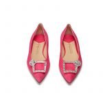 Fuchsia suede ballerinas with crystal buckle hand made in Italy, women's model by Fragiacomo