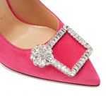 Fuchsia suede pumps with crystal buckle hand made in Italy, women's model by Fragiacomo