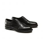 Black calfskin brogues with handmade Goodyear construction, men's model by Fragiacomo