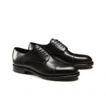 Black calfskin Derby shoes with handmade Goodyear construction, men's model by Fragiacomo