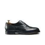 Blue calfskin brogues with handmade Goodyear construction, men's model by Fragiacomo
