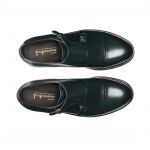 Handmade blue leather monk-strap shoes with Goodyear construction, men's model by Fragiacomo