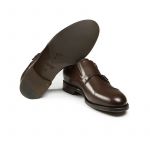 Handmade dark brown leather monk-strap shoes with Goodyear construction, men's model by Fragiacomo