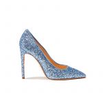 Light blue pumps in glitter, elegant women's, by Fragiacomo
