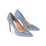 Light blue pumps in glitter, elegant women's, by Fragiacomo