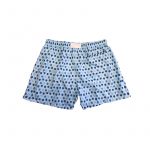 Light blue men’s swim shorts in light fabric with Fragiacomo shields pattern made in Italy by Fragiacomo