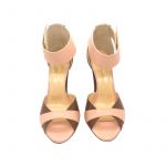 Light brown and pink leather high heel sandals hand made in Italy, women's model by Fragiacomo
