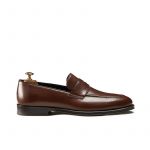 Light brown calfskin penny loafers, hand made in Italy, elegant men's by Fragiacomo