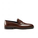 Light brown calfskin penny loafers, hand made in Italy, elegant men's by Fragiacomo
