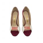 Multicolor leather high heel open toe pumps hand made in Italy, women's model by Fragiacomo
