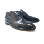 Black calfskin Oxford shoes with handmade Norwegian construction, men's model by Fragiacomo