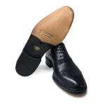Black calfskin Oxford shoes with handmade Norwegian construction, men's model by Fragiacomo