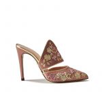Pink satin mules with floral embroidery, elegant, women's by Fragiacomo