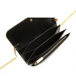 Pochette in black nappa leather with gold accessories woman
