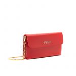 Pochette in red nappa leather with gold accessories woman