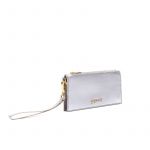 Pouche in lilac laminated leather with gold accessories woman