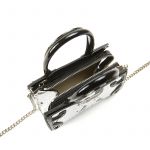 Micro Icon bag in silver python leather with with black print woman
