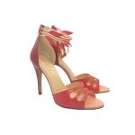 Red and coral leather high heel sandals hand made in Italy, women's model by Fragiacomo