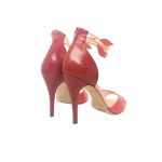 Red and coral leather high heel sandals hand made in Italy, women's model by Fragiacomo