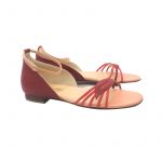 Red and pink leather flat sandals hand made in Italy, women's model by Fragiacomo