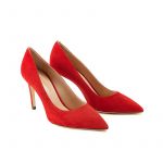 Iconic pumps is red suede with 85mm stiletto heel