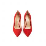Iconic pumps is red suede with 85mm stiletto heel
