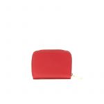 Small red nappa leather woman's wallet  with gold accessories