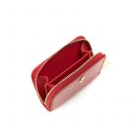 Small red nappa leather woman's wallet  with gold accessories