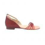 Sandali bassi in pelle rossa e rosa fatti a mano in Italia, modello da donna by Fragiacomo