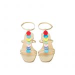 Sandali nude in vernice con cinturino e dischi multicolor, collezione SS19 by Fragiacomo, vista dall'alto