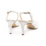 Sandali in pelle bianca con tacco medio fatti a mano in Italia, modello da donna by Fragiacomo