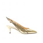 Slingback pumps in gold nappa leather with flash shape detail and 55mm heel