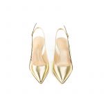Slingback pumps in gold nappa leather with flash shape detail and 55mm heel
