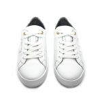Sneakers in pelle bianca con striscia in velluto fatte a mano in Italia, modello da donna by Fragiacomo