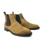 Tobacco suede Chelsea ankle boots hand made in Italy, men's model by Fragiacomo
