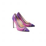 Violet and fuchsia suede pumps with pvc inserts hand made in Italy, women's model by Fragiacomo