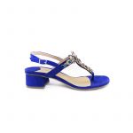 Violet suede sandals with multicolor crystals hand made in Italy, women's model by Fragiacomo