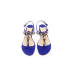 Violet suede sandals with multicolor crystals hand made in Italy, women's model by Fragiacomo