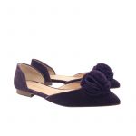 Violet velvet ballerinas with rouche hand made in Italy, women's model by Fragiacomo