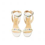 White leather sandals with embroidered straps and high 100mm stiletto heel, SS19 collection by Fragiacomo, over view