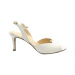 White leather sandals with medium heel hand made in Italy, women's model by Fragiacomo