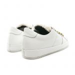 White leather sneakers with ivory fur tongue hand made in Italy, women's model by Fragiacomo