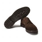 Wingtip dark brown suede Derby shoes, men's model by Fragiacomo, bottom view