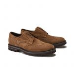 Wingtip tobacco suede Derby shoes, men's model by Fragiacomo, side view