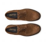 Wingtip tobacco suede Derby shoes, men's model by Fragiacomo, over view